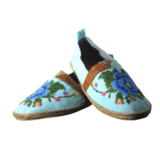 Espadrilles, bestickt PUNTO DE CRUZ - AZUL