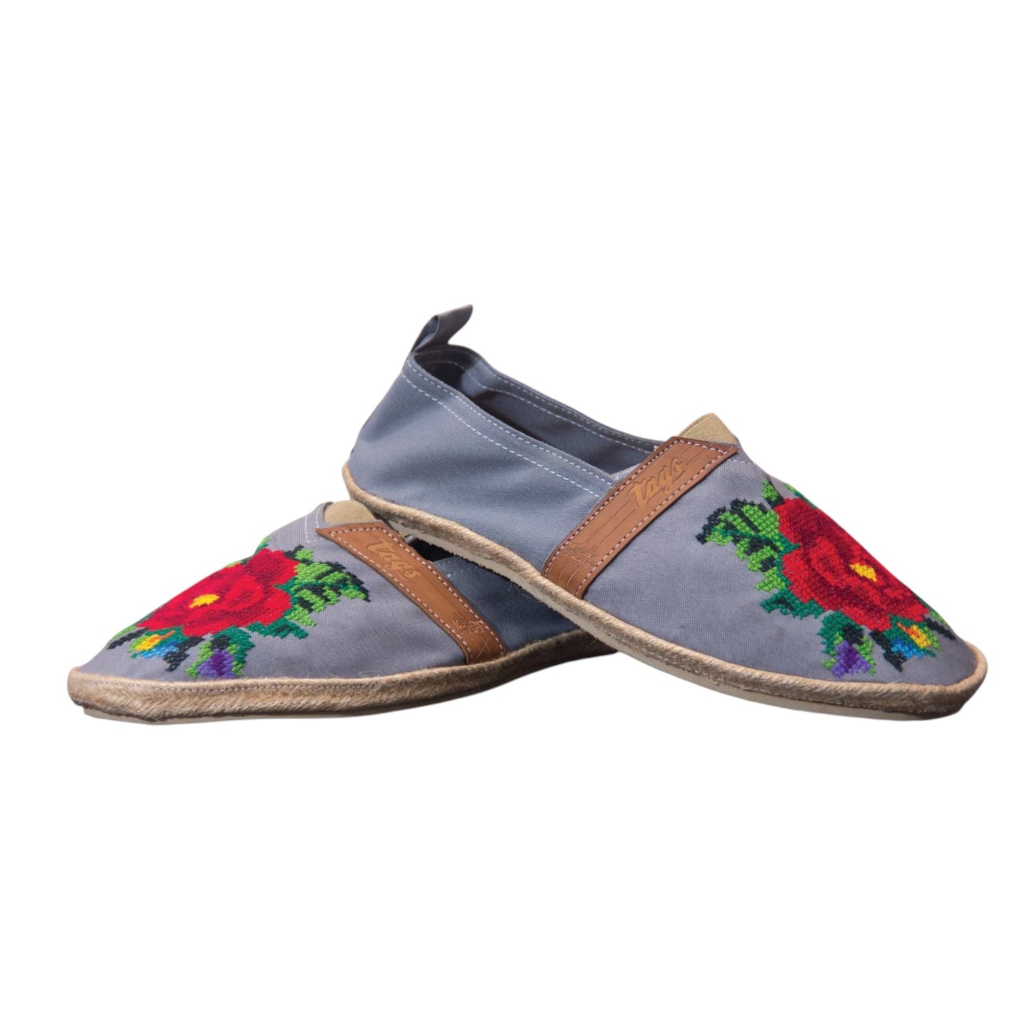 Espadrilles, bestickt PUNTO DE CRUZ - GRIS