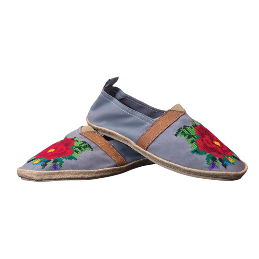 Espadrilles, bestickt PUNTO DE CRUZ - GRIS