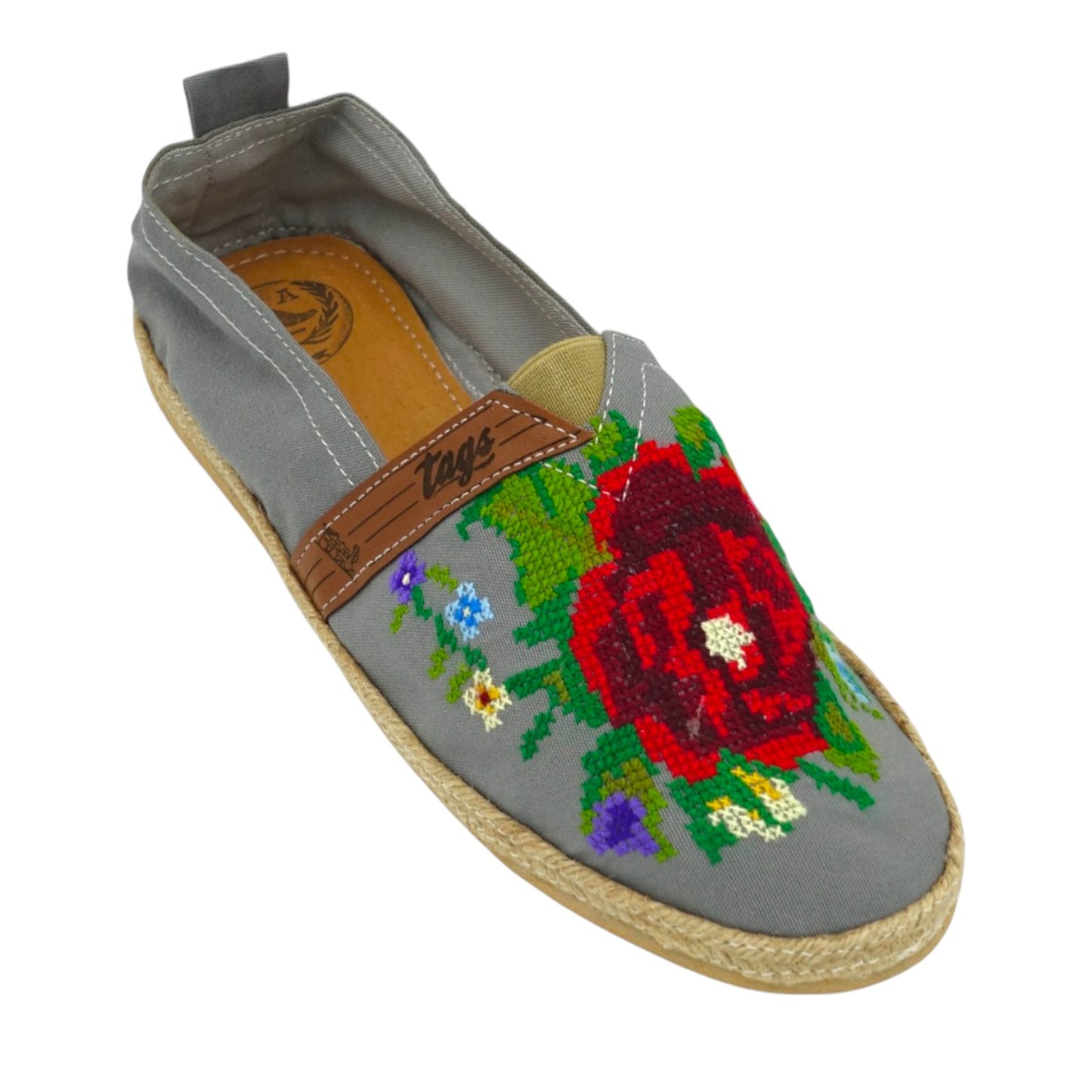 Espadrilles, bestickt PUNTO DE CRUZ - GRIS