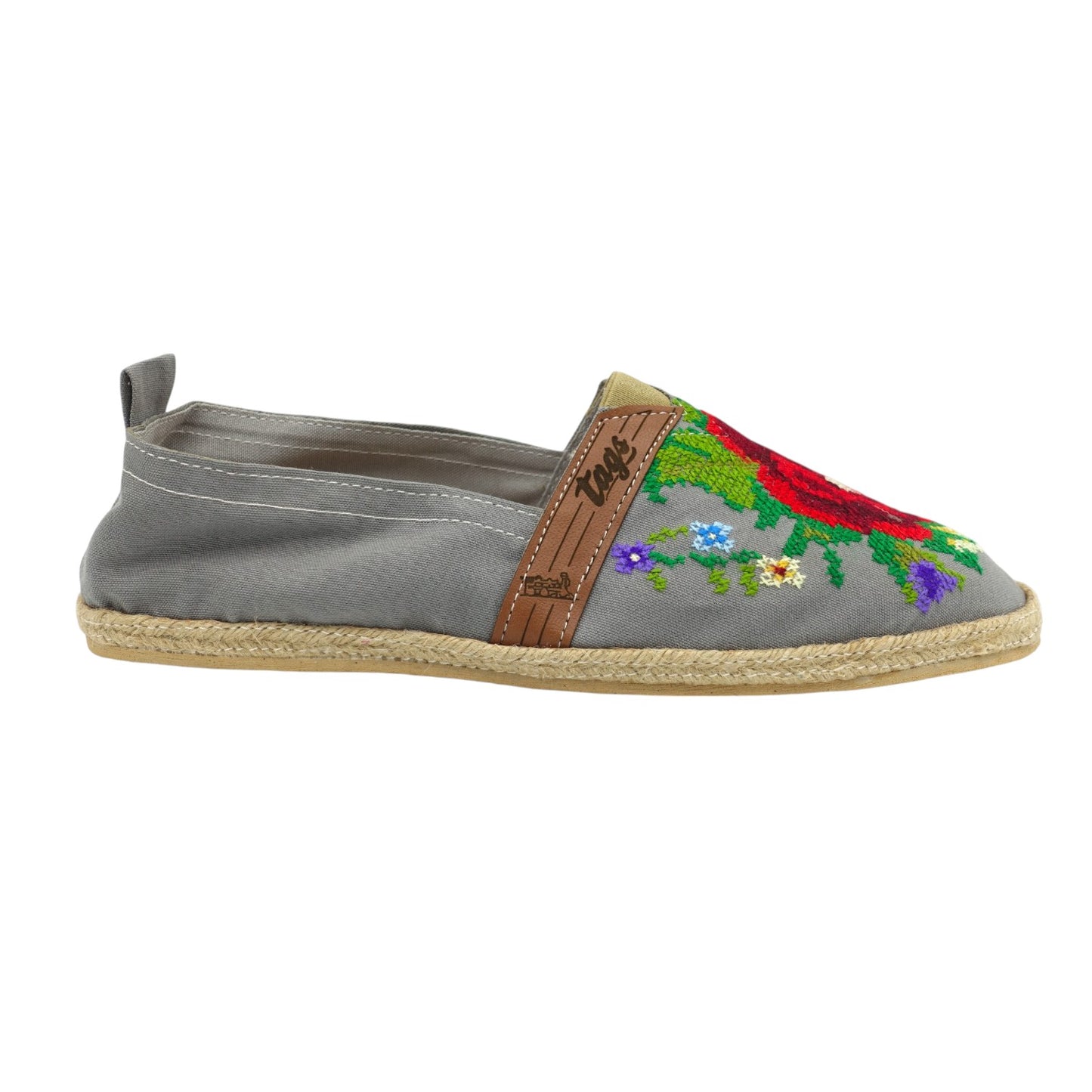 Espadrilles, bestickt PUNTO DE CRUZ - GRIS