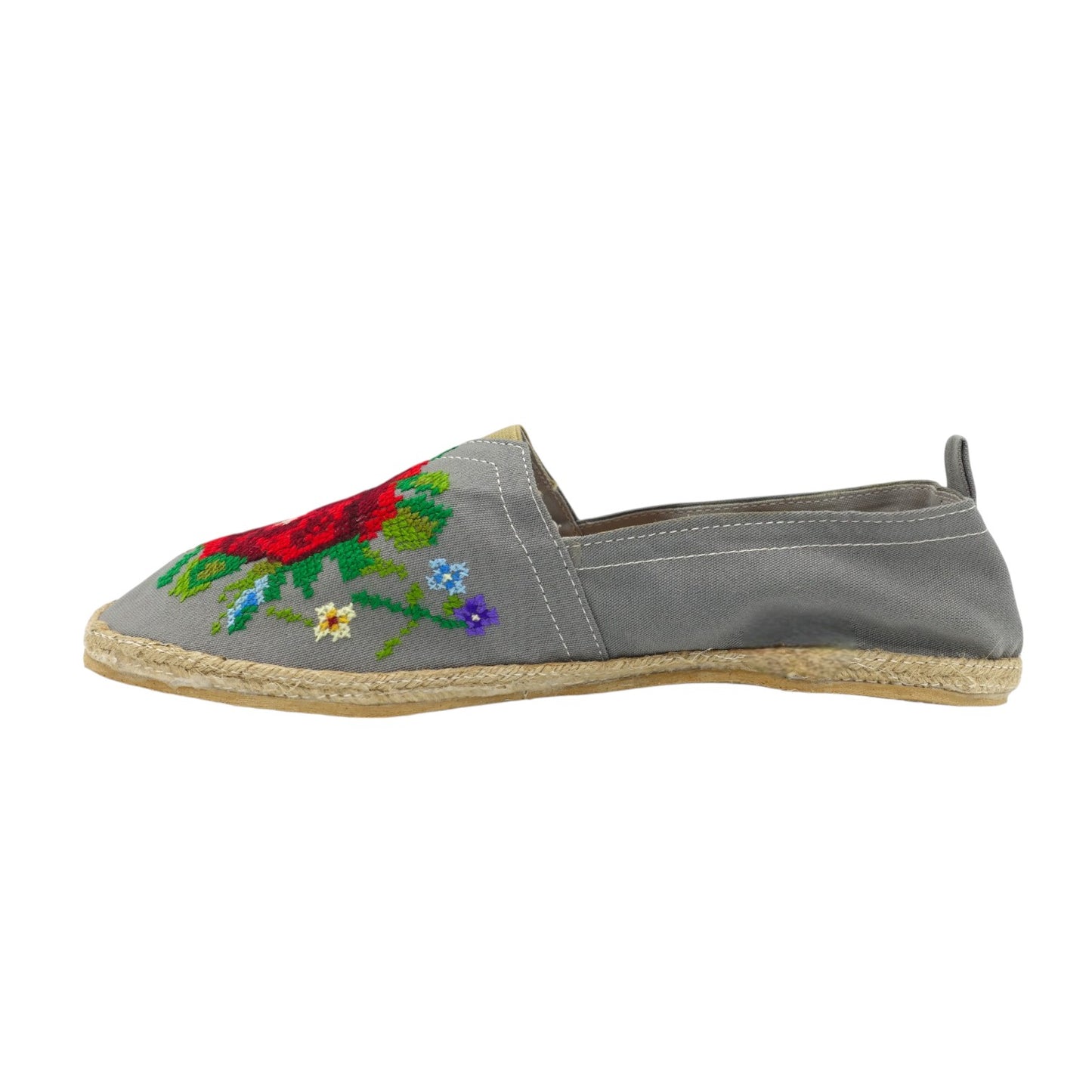 Espadrilles, bestickt PUNTO DE CRUZ - GRIS