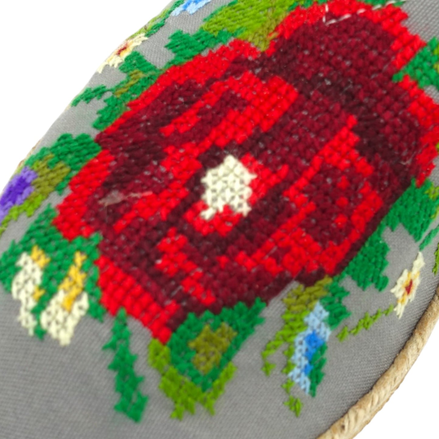Espadrilles, bestickt PUNTO DE CRUZ - GRIS