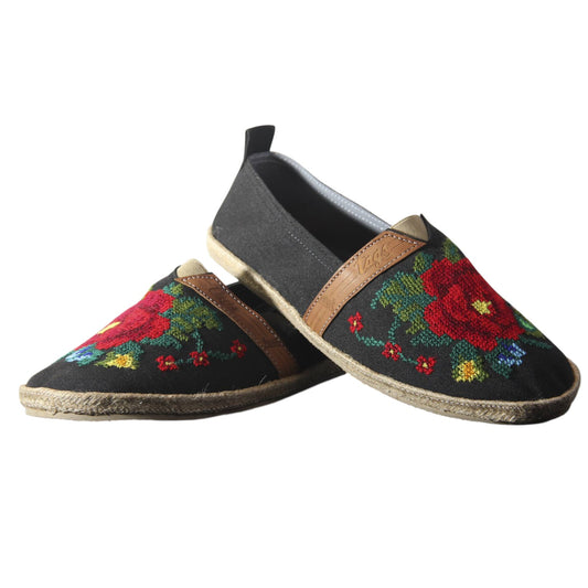 Espadrilles, bestickt PUNTO DE CRUZ - NEGRO