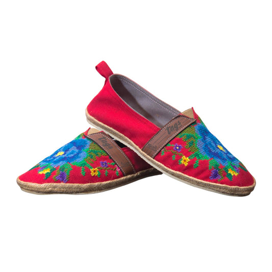 Espadrilles, bestickt PUNTO DE CRUZ - ROJO
