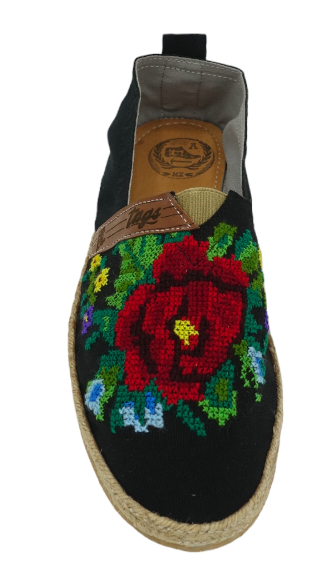 Espadrilles, embroidered PUNTO DE CRUZ - NEGRO