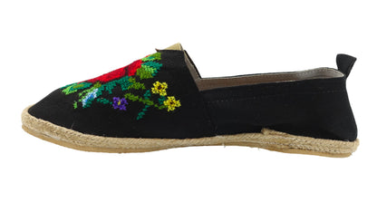 Espadrilles, embroidered PUNTO DE CRUZ - NEGRO