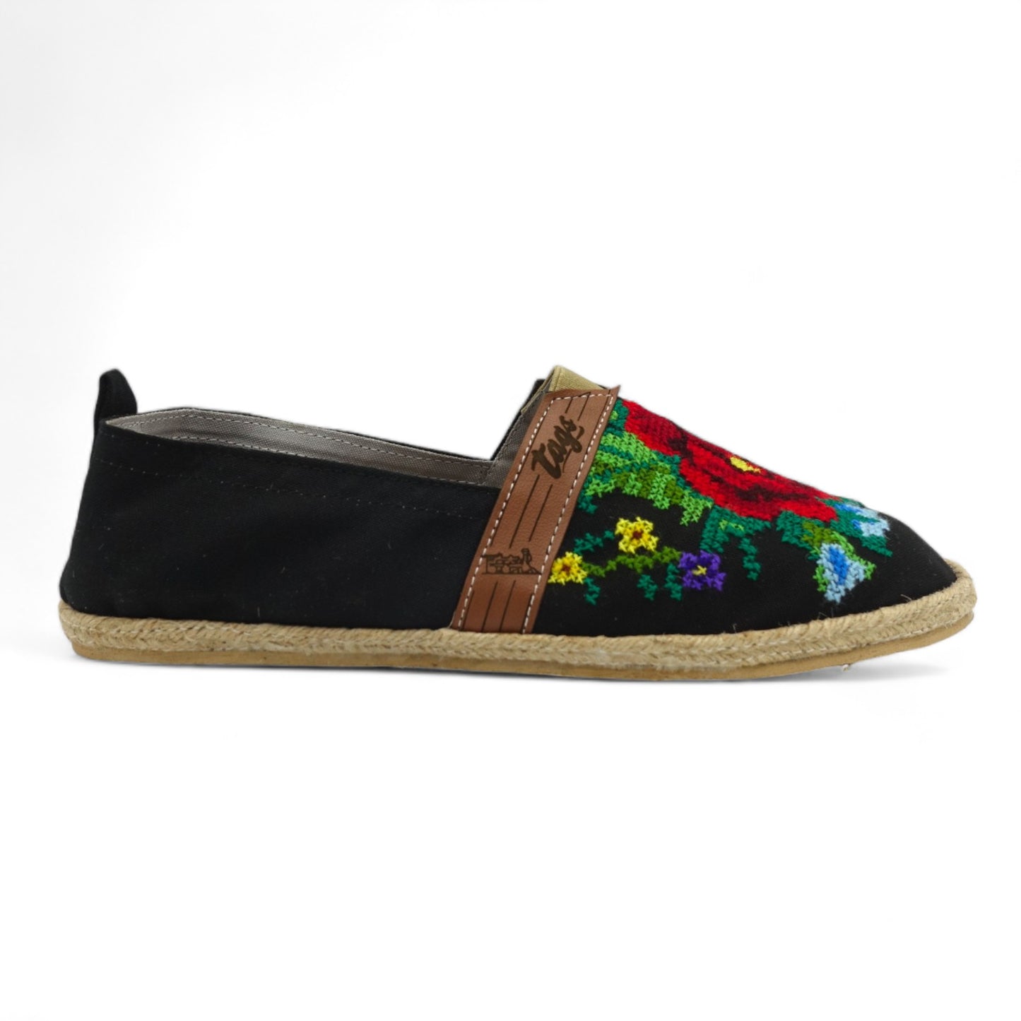 Espadrilles, embroidered PUNTO DE CRUZ - NEGRO