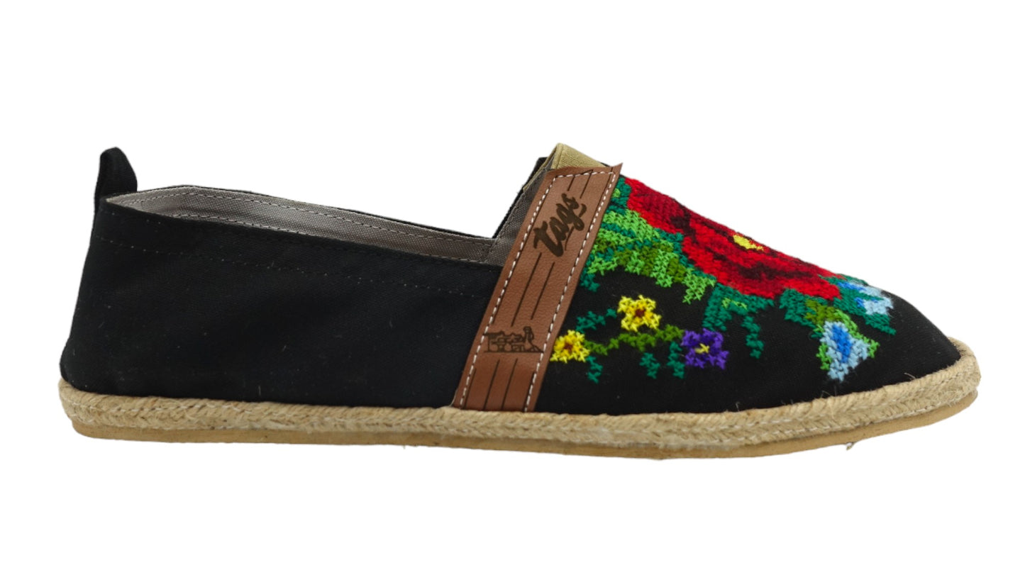 Espadrilles, embroidered PUNTO DE CRUZ - NEGRO
