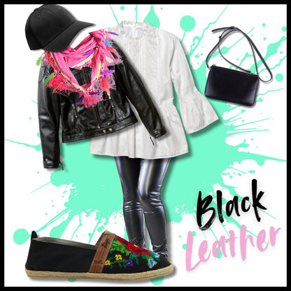 Espadrilles, bestickt PUNTO DE CRUZ - NEGRO